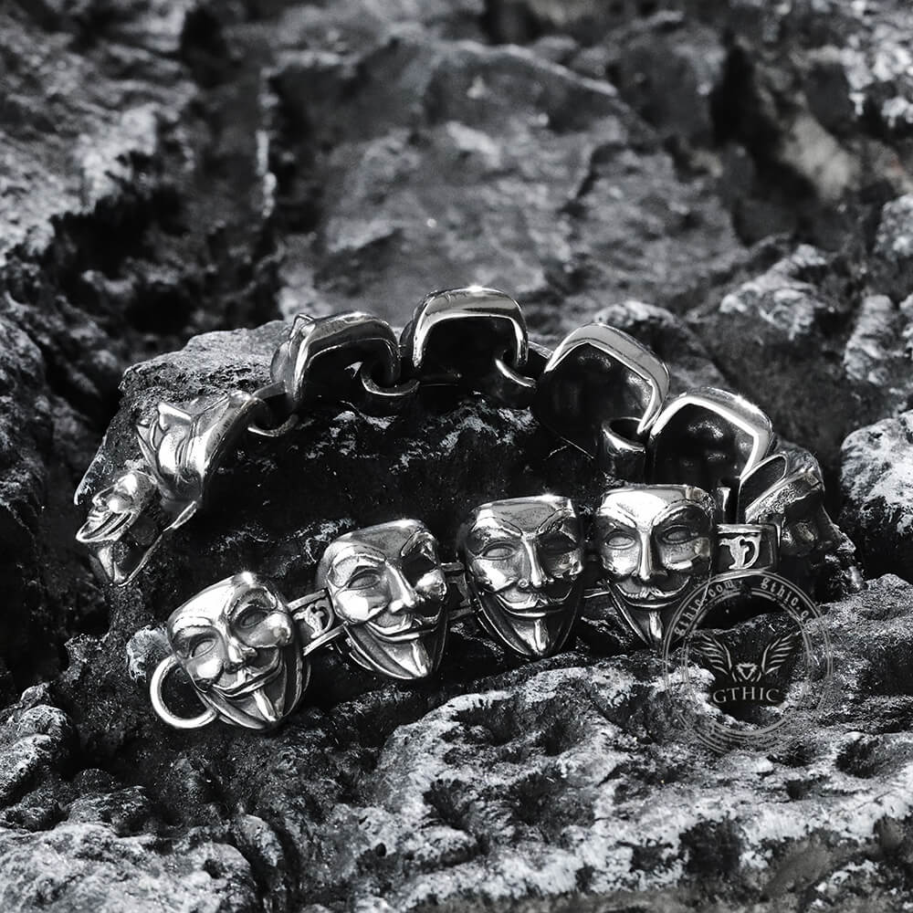 V for Vendetta Mask Stainless Steel Bracelet
