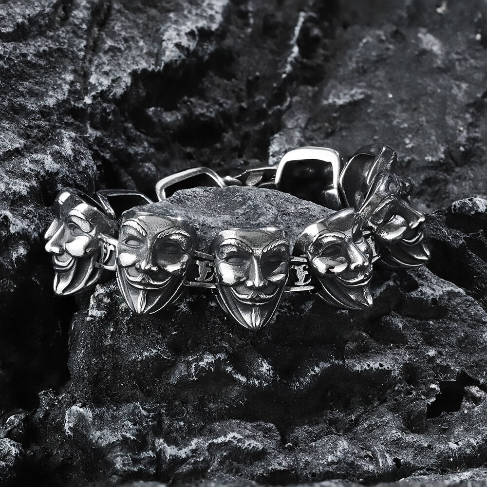 V for Vendetta Mask Stainless Steel Bracelet