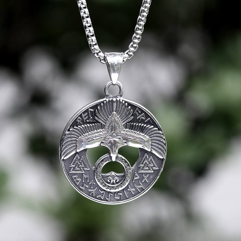 Valknut Viking Runes Eagle Stainless Steel Necklace