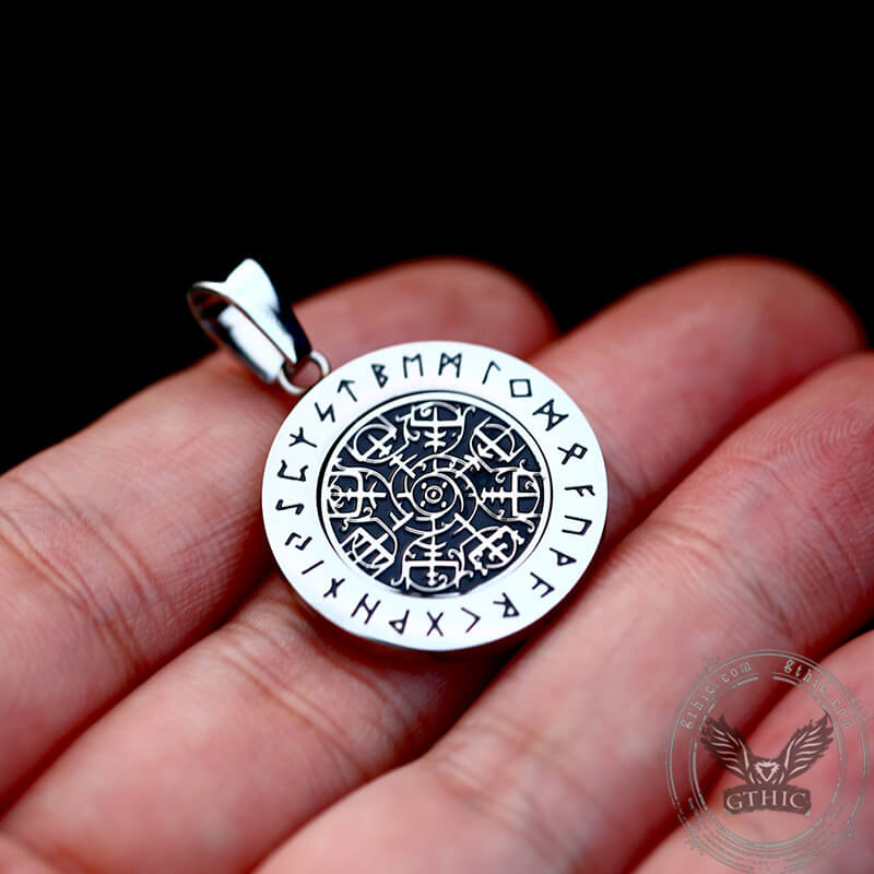 Vegvisir Runes Stainless Steel Rotating Pendant