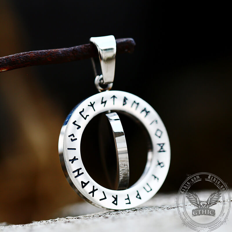 Vegvisir Runes Stainless Steel Rotating Pendant
