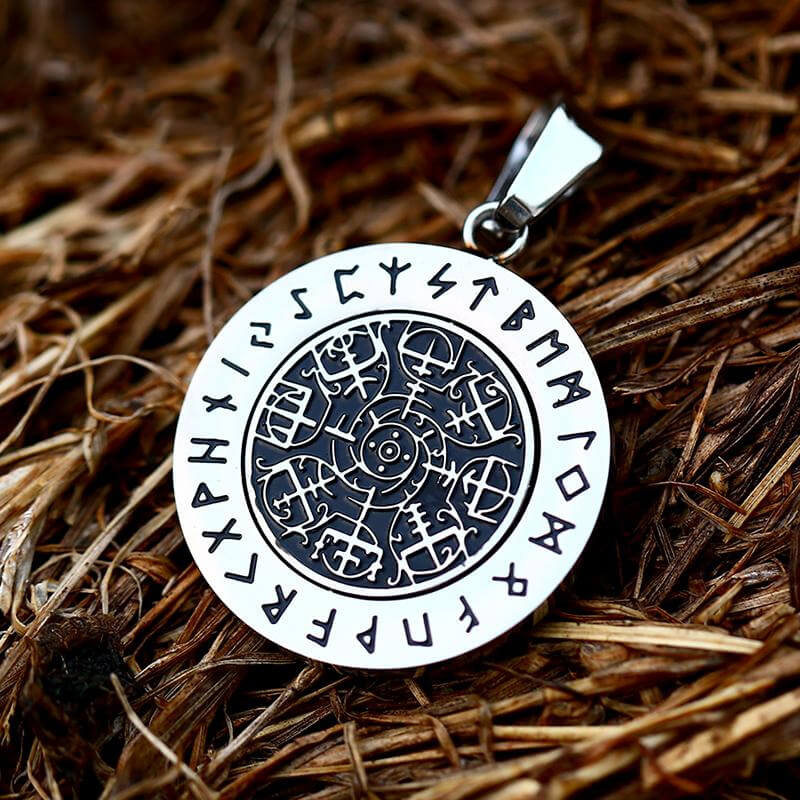 Vegvisir Runes Stainless Steel Rotating Pendant