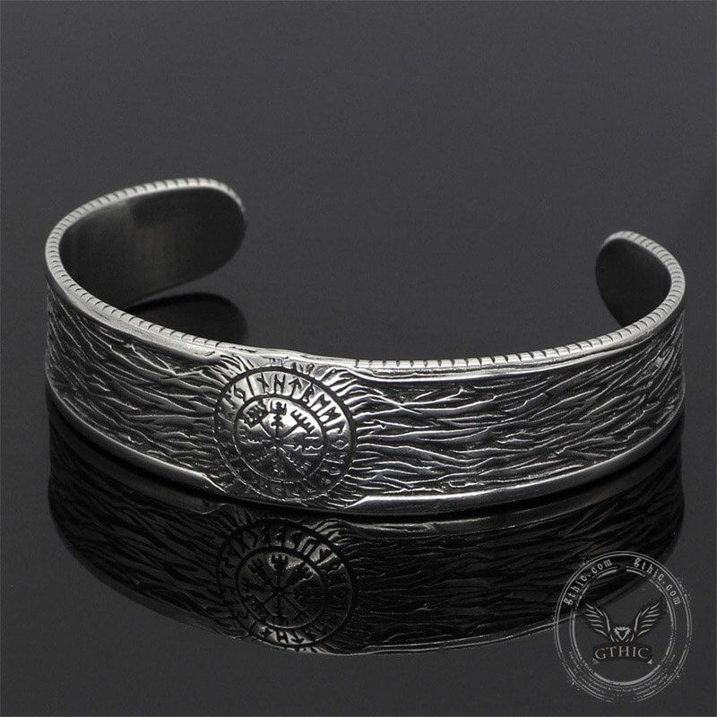 Vegvisir Runes Stainless Steel Viking Cuff Bracelet