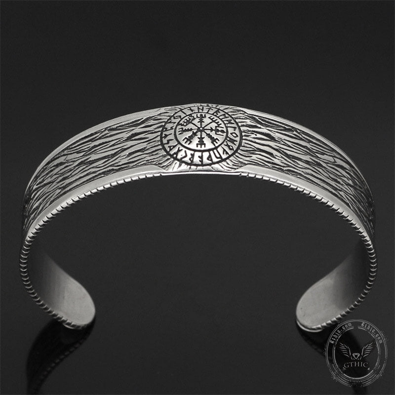 Vegvisir Runes Stainless Steel Viking Cuff Bracelet