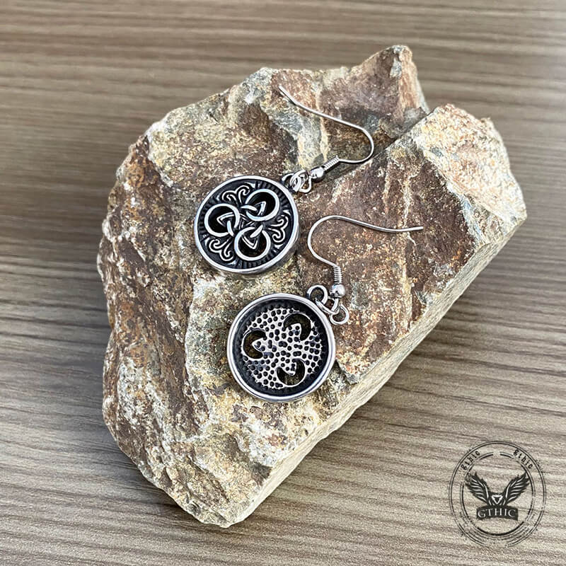 Viking Round Celtic Knot Stainless Steel Earrings