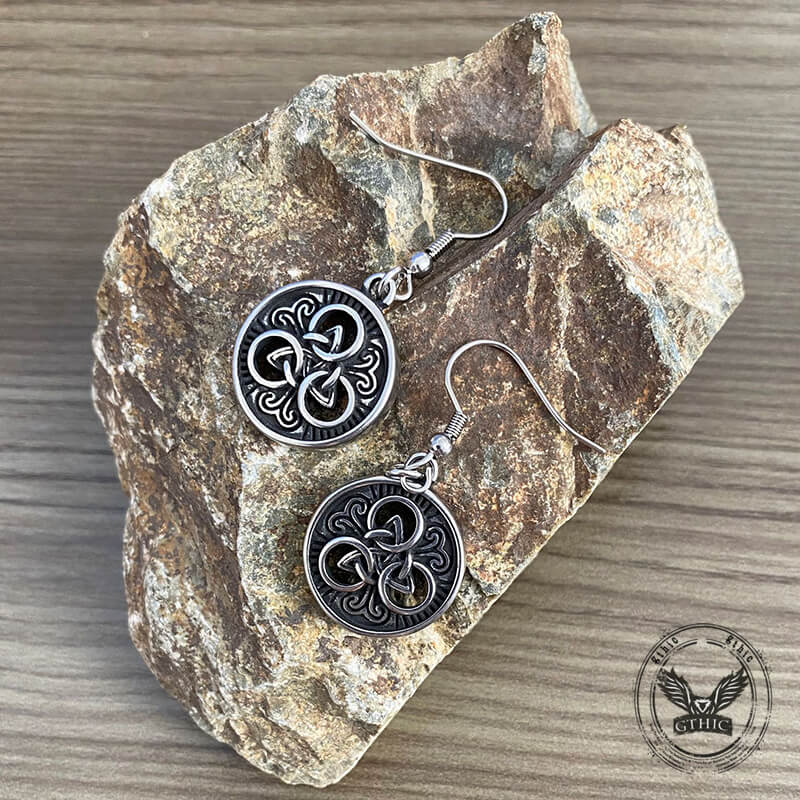 Viking Round Celtic Knot Stainless Steel Earrings