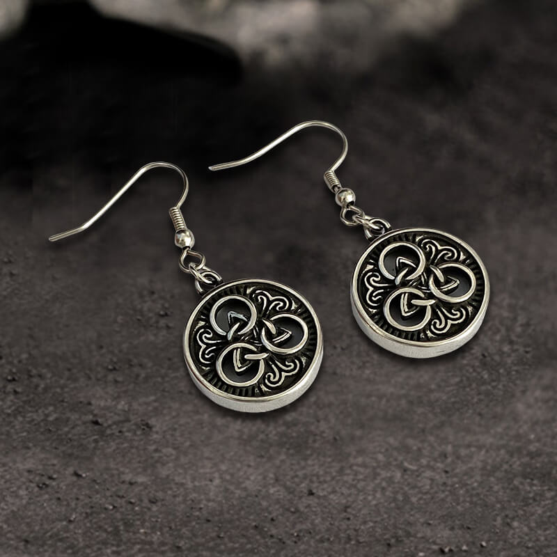 Viking Round Celtic Knot Stainless Steel Earrings