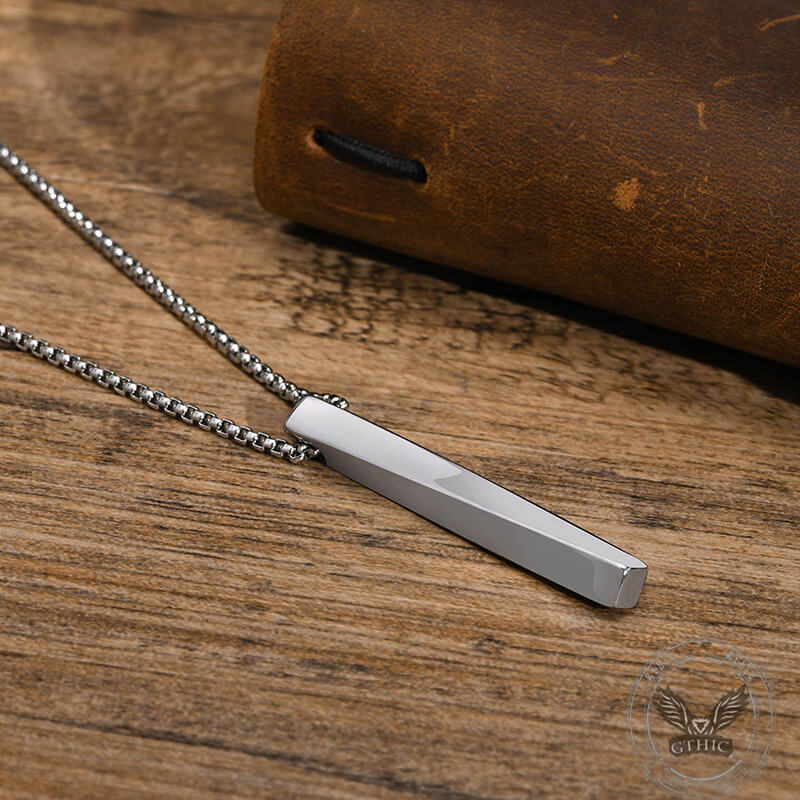 Viking Runes Mobius Bar Stainless Steel Necklace