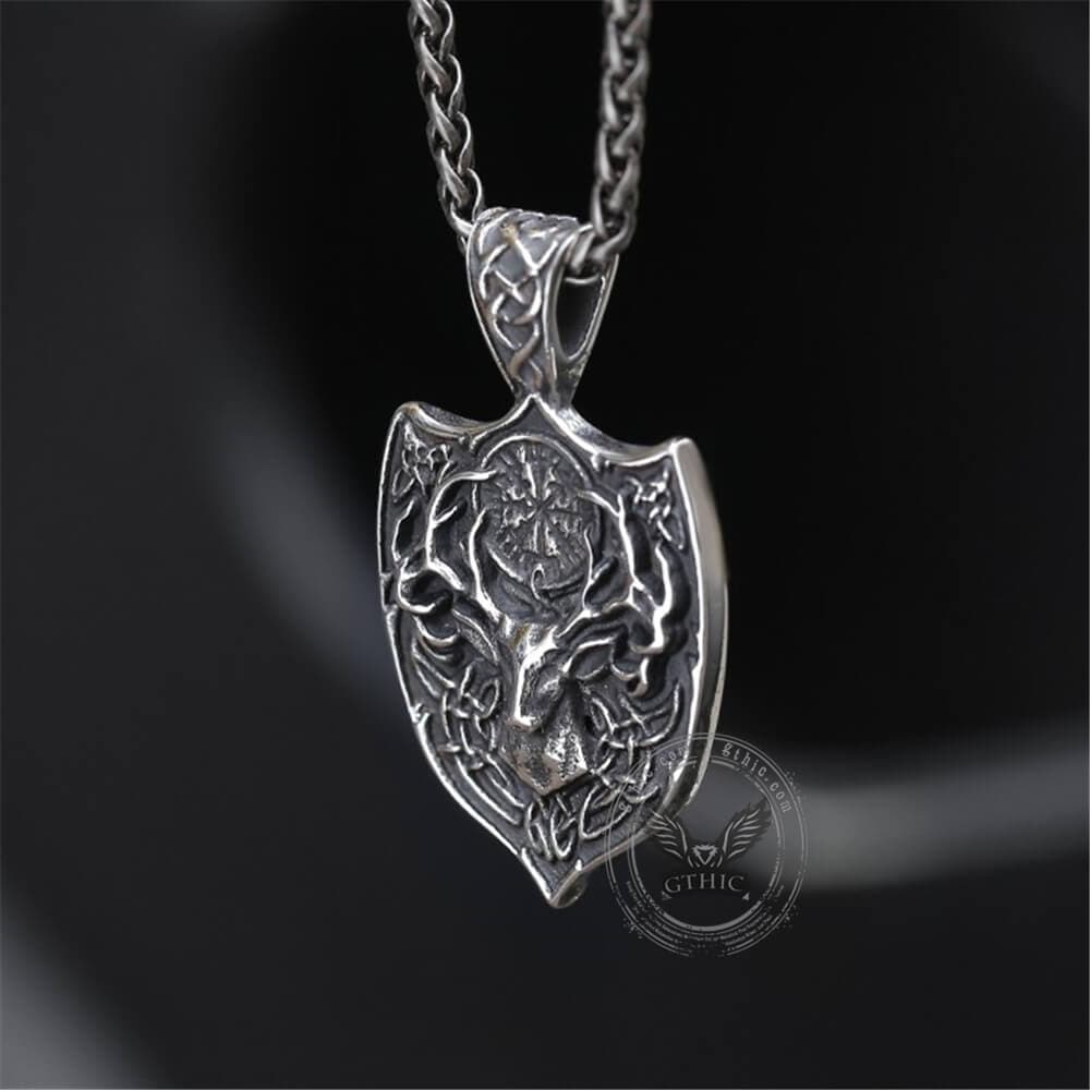 Viking Stag Vegvisir Stainless Steel Pendant