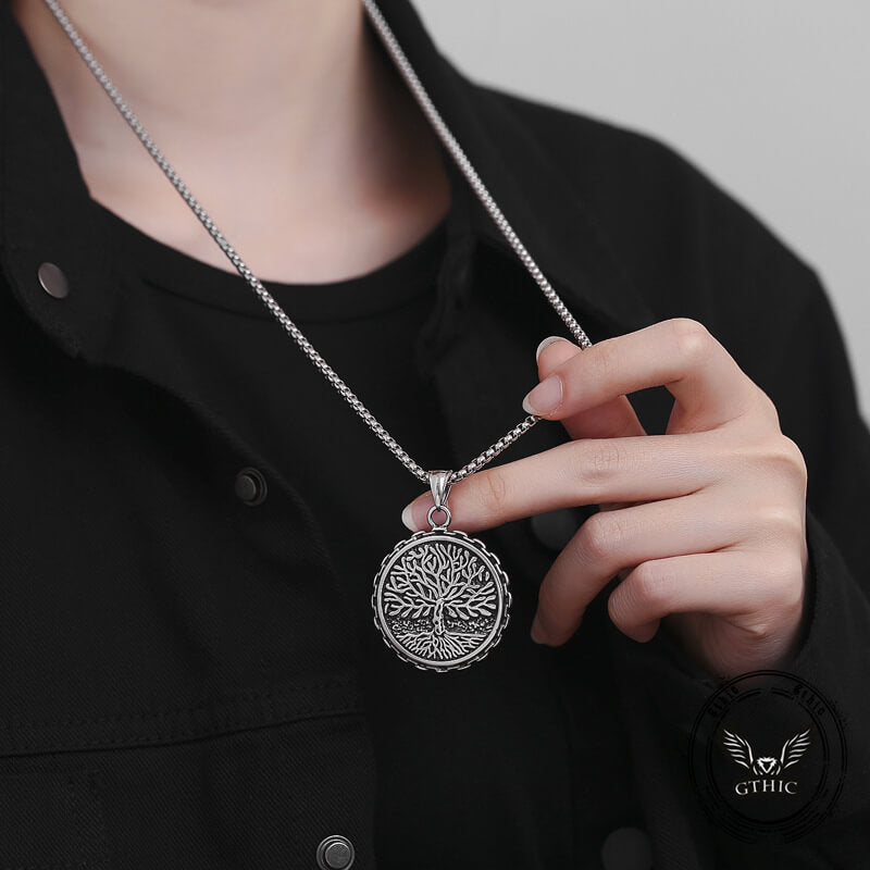 Viking Tree Of Life Stainless Steel Necklace