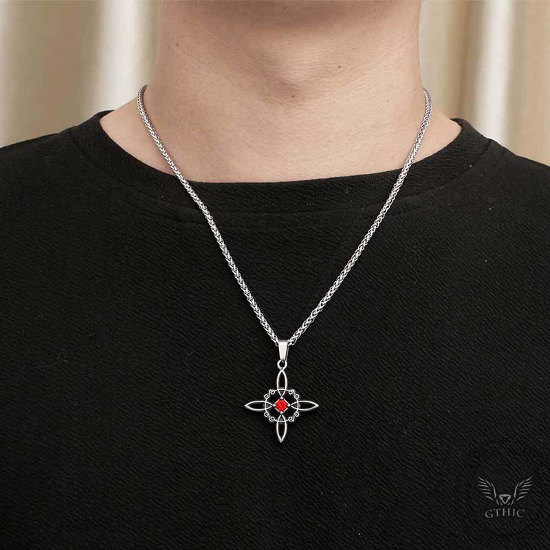 Vintage Chinese Knot Zircon Stainless Steel Pendant