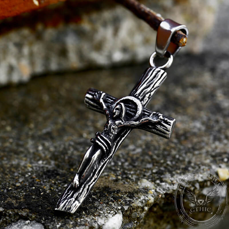 Vintage Crucifixion Stainless Steel Cross Pendant