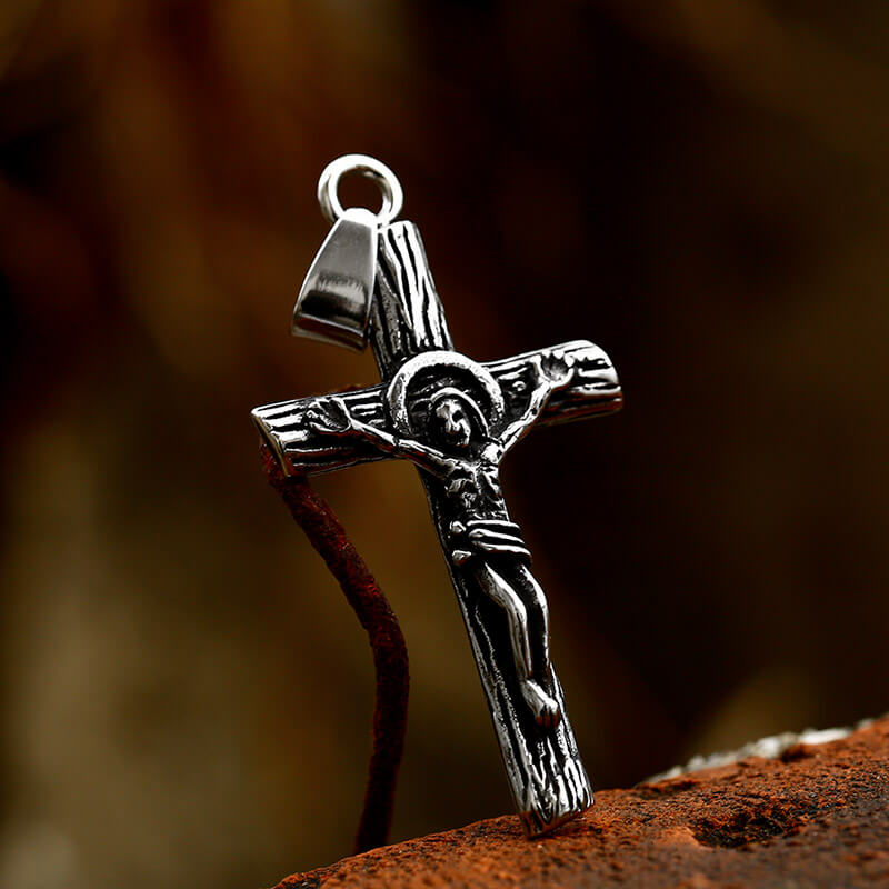 Vintage Crucifixion Stainless Steel Cross Pendant