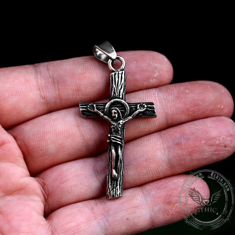 Vintage Crucifixion Stainless Steel Cross Pendant