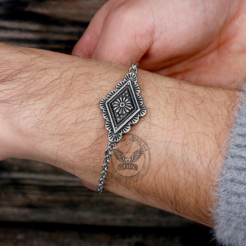 Vintage Geometric Bohemian Pattern Stainless Steel Bracelet