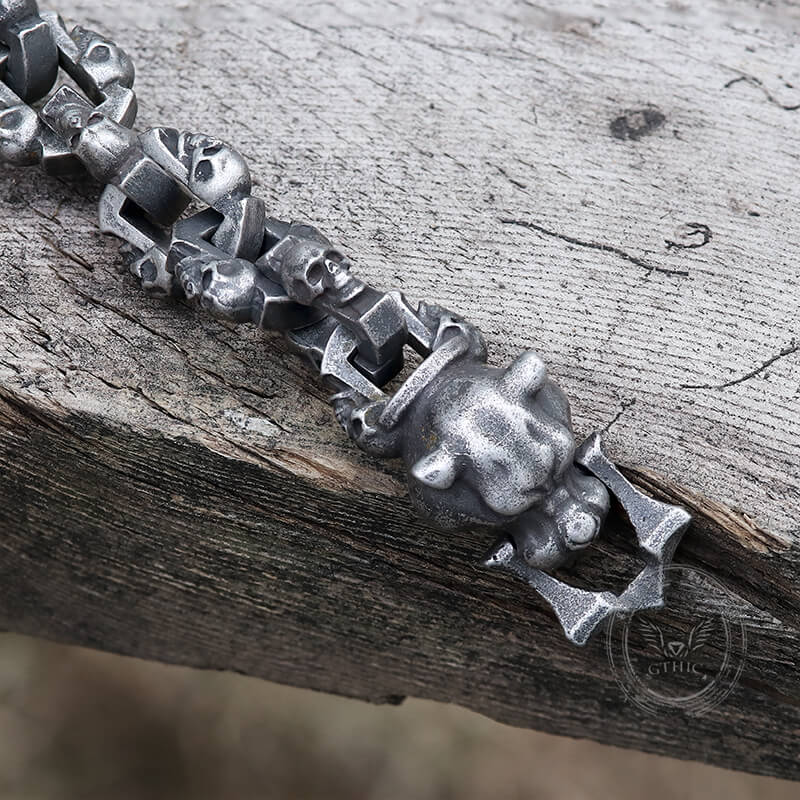 Vintage Leopard Head Stainless Steel Skull Bracelet
