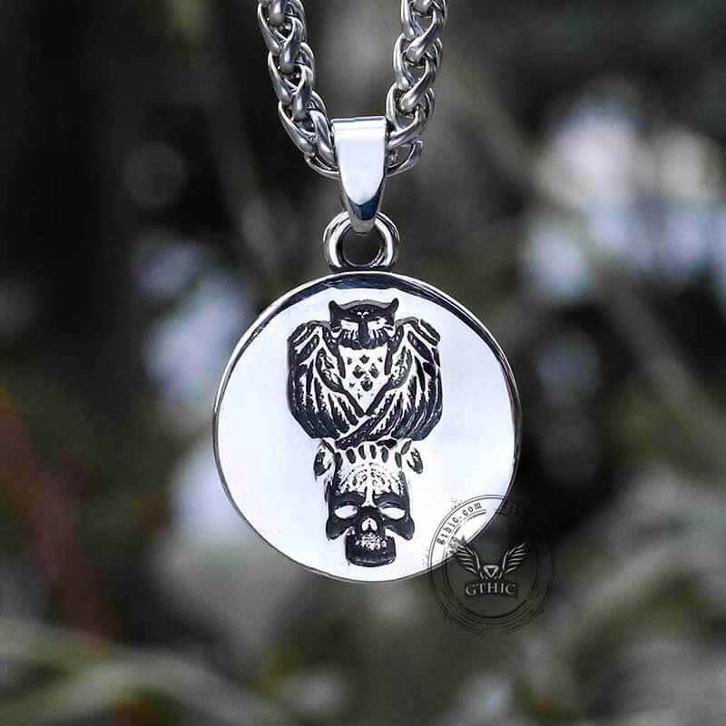 Vintage Owl Skull Head Stainless Steel Pendant