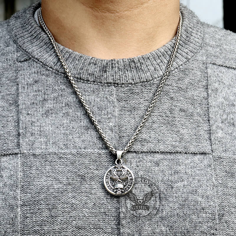 Vintage Owl Skull Head Stainless Steel Pendant