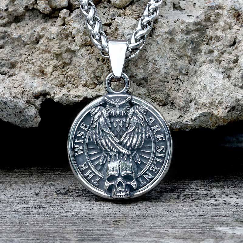 Vintage Owl Skull Head Stainless Steel Pendant