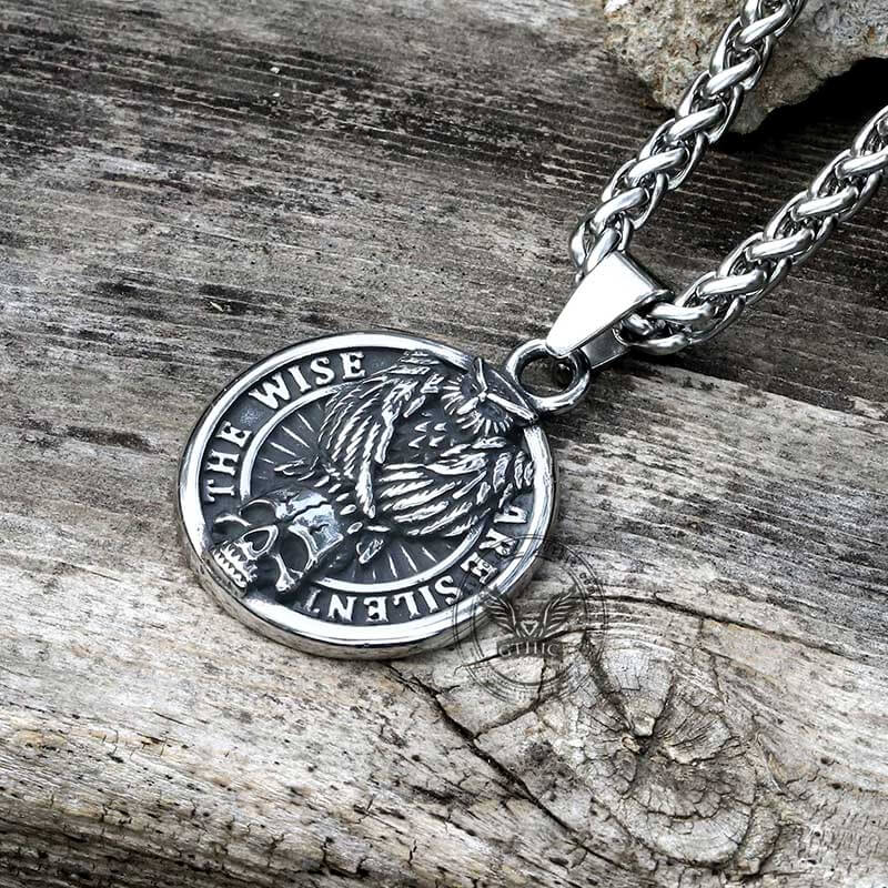 Vintage Owl Skull Head Stainless Steel Pendant