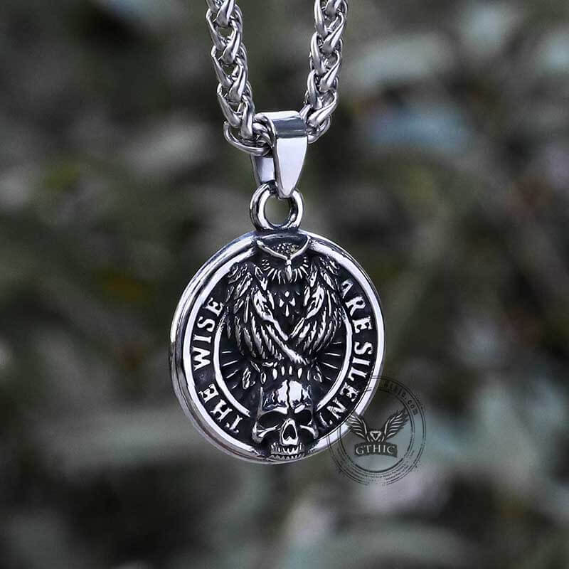 Vintage Owl Skull Head Stainless Steel Pendant