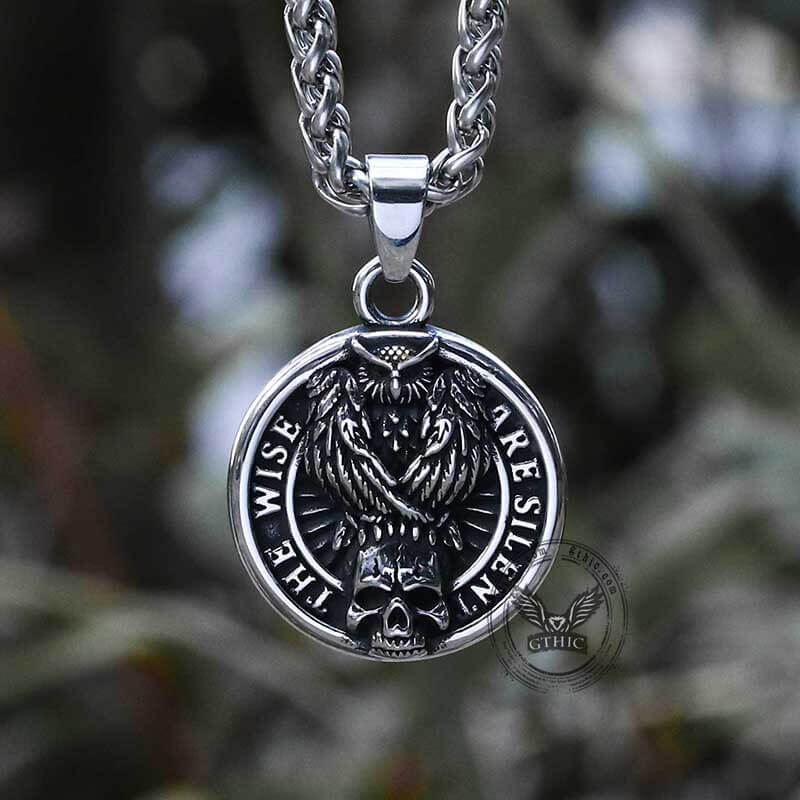 Vintage Owl Skull Head Stainless Steel Pendant
