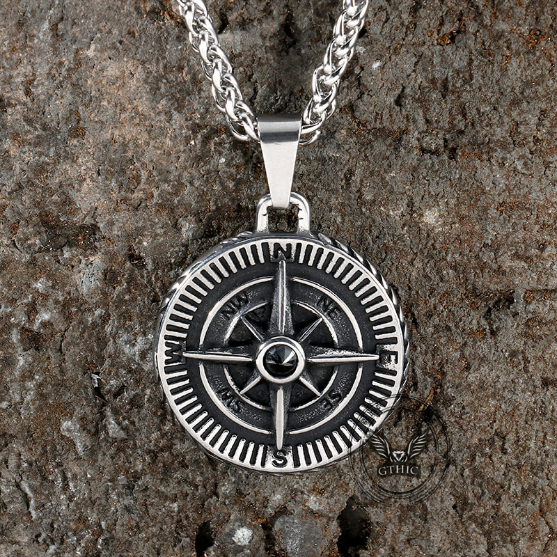 Vintage Pirate Compass Stainless Steel Pendant