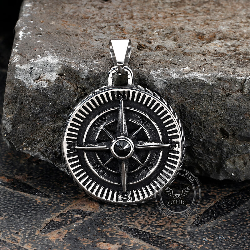Vintage Pirate Compass Stainless Steel Pendant