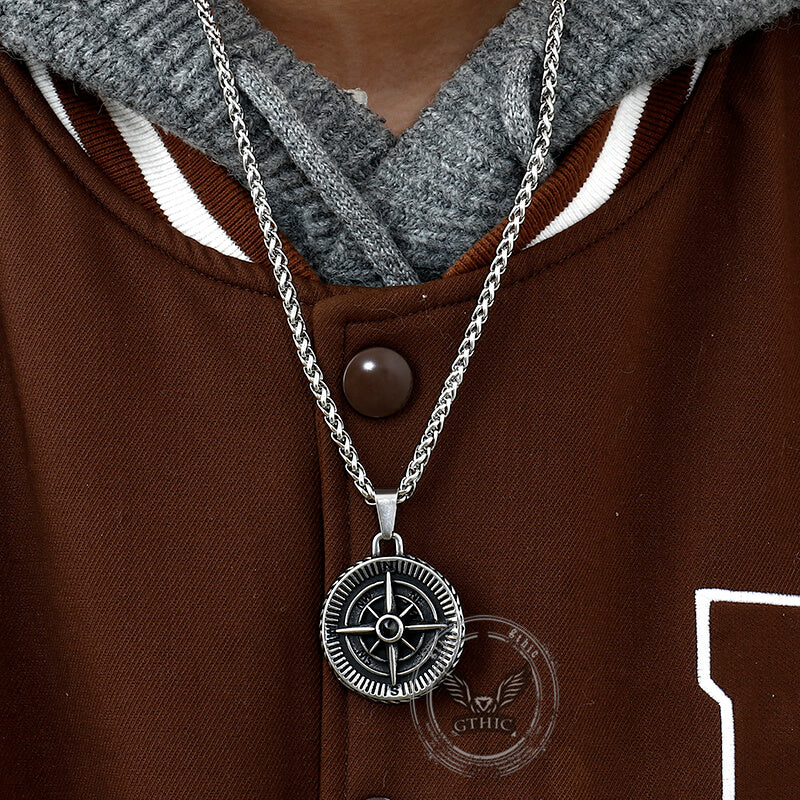 Vintage Pirate Compass Stainless Steel Pendant