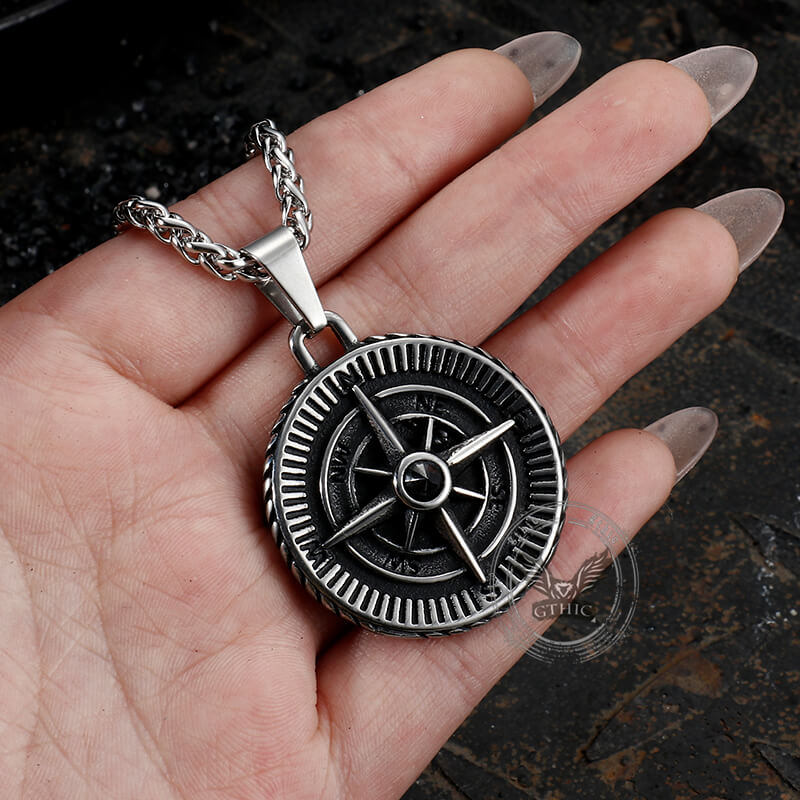 Vintage Pirate Compass Stainless Steel Pendant