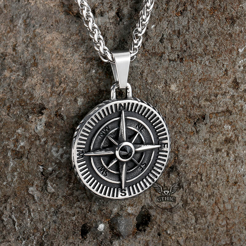 Vintage Pirate Compass Stainless Steel Pendant