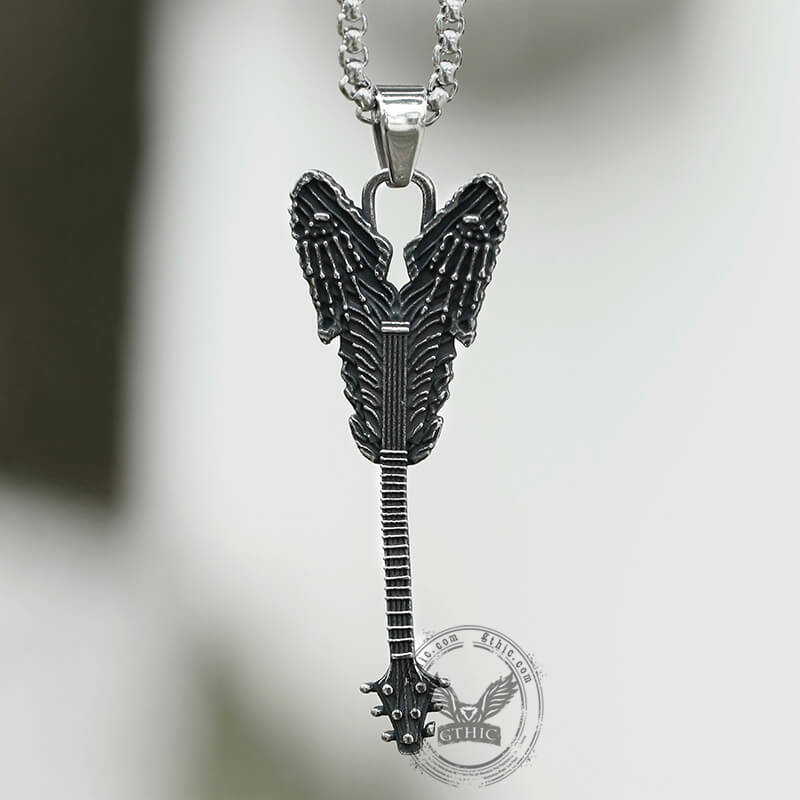 Vintage Rock Guitar Stainless Steel Pendant