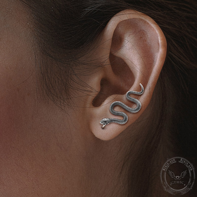 Vintage Snake Stainless Steel Ear Climber Cuffs