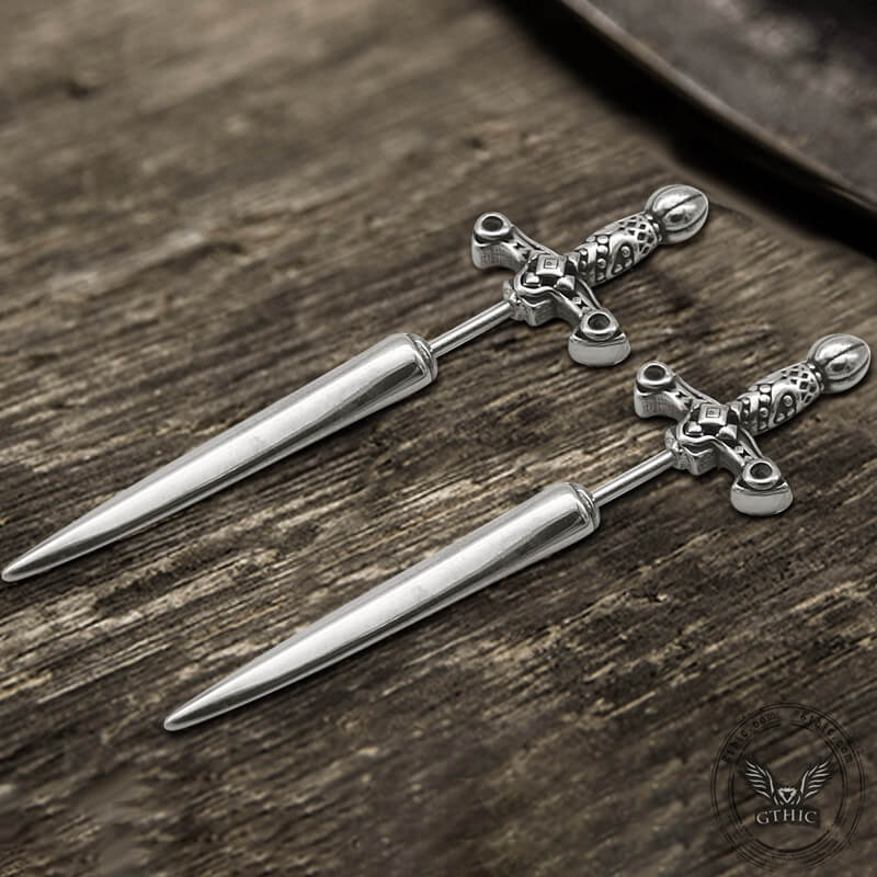 Vintage Sword Design Stainless Steel Stud Earrings
