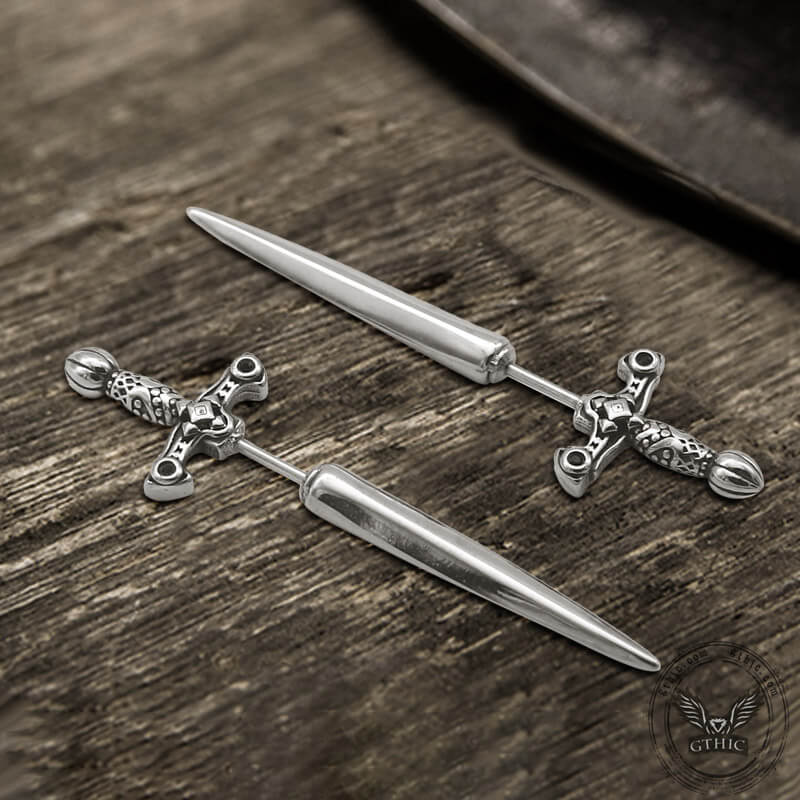 Vintage Sword Design Stainless Steel Stud Earrings