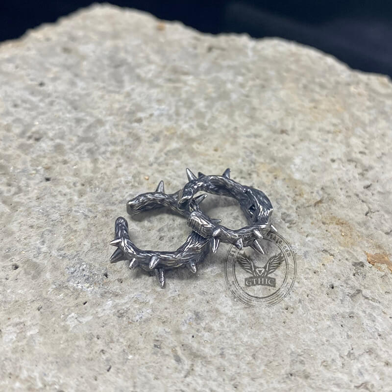 Vintage Thorns Stainless Steel Ear Clips