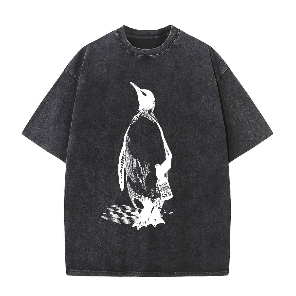 Vintage Washed Penguin Drinking Beer T-shirt