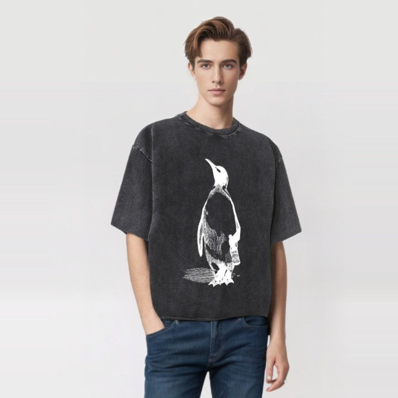Vintage Washed Penguin Drinking Beer T-shirt