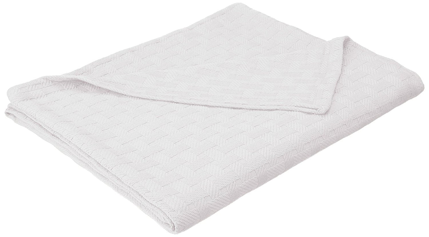 Homvare Full/Queen Super Soft Cotton Basket Weave Blanket/Throw 90" x 90"