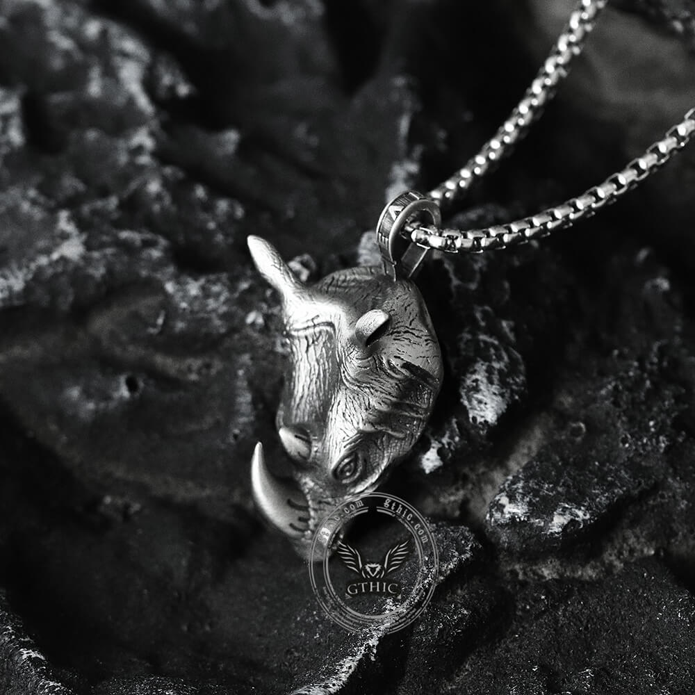 Wild Rhinoceros Pure Tin Necklace