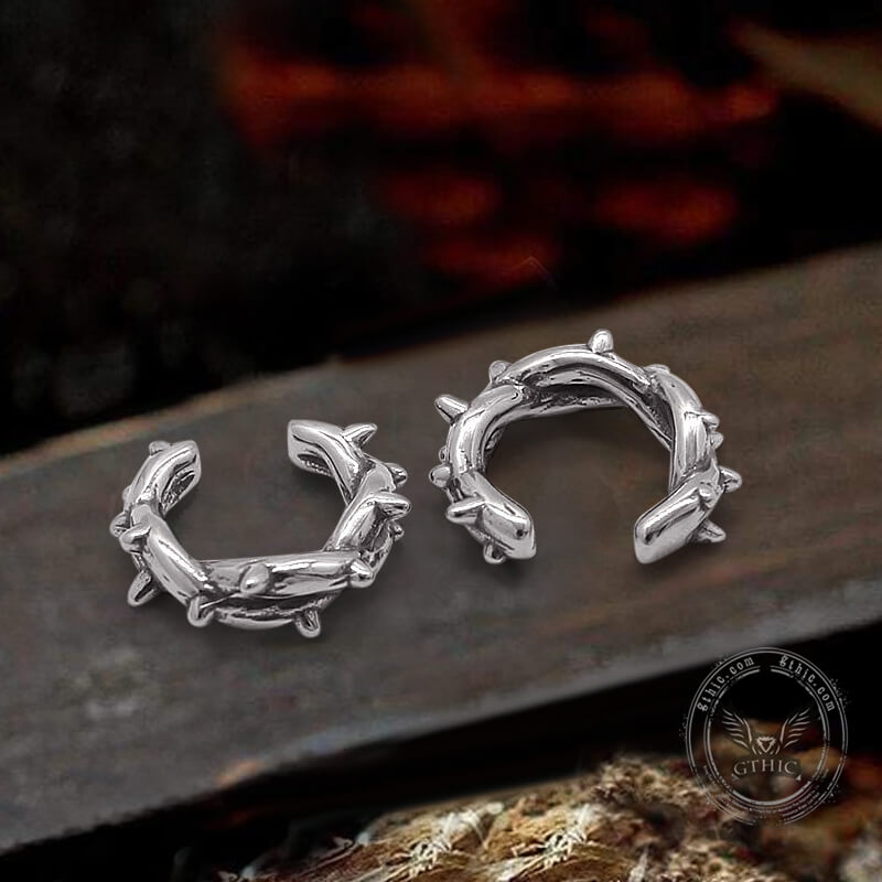 Winding Thorns Stainless Steel Ear Cuffs