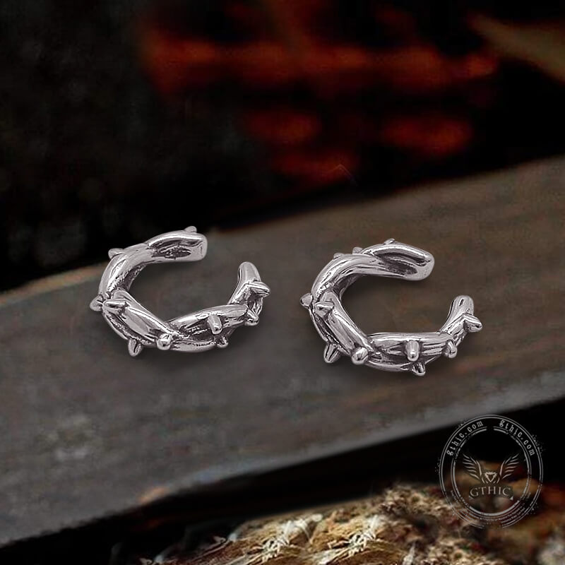 Winding Thorns Stainless Steel Ear Cuffs