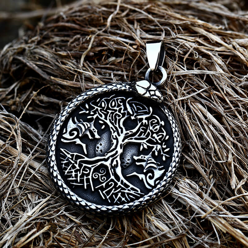 Yggdrasil Ouroboros Stainless Steel Pendant