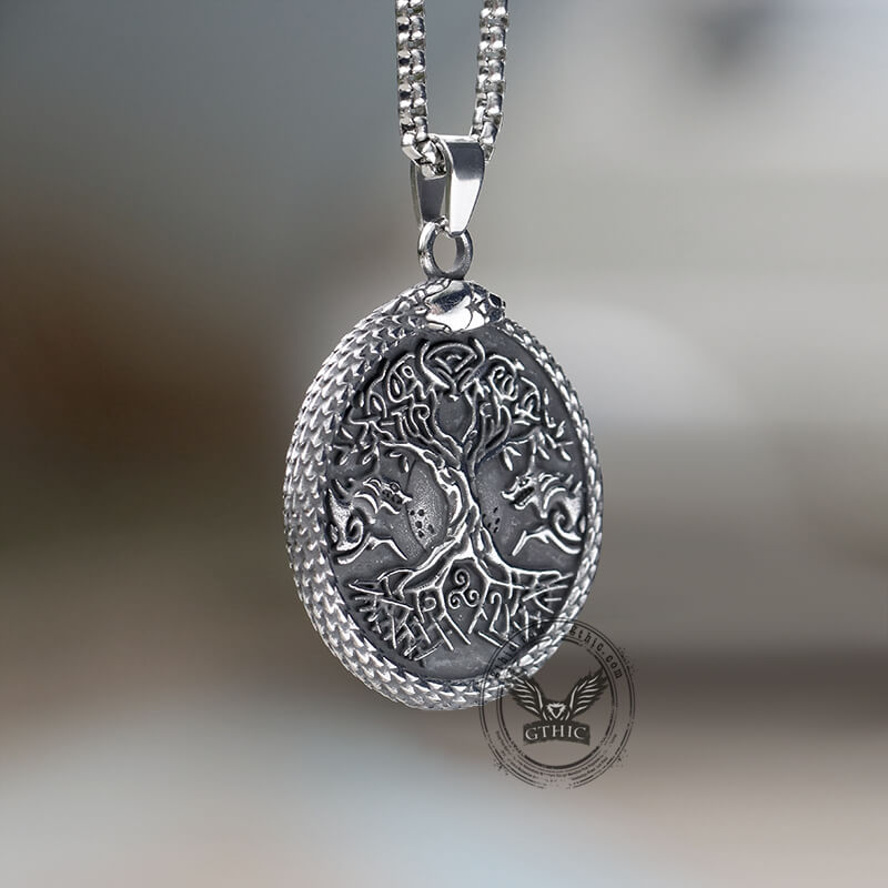 Yggdrasil Ouroboros Stainless Steel Pendant