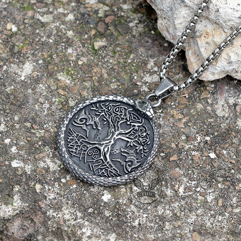 Yggdrasil Ouroboros Stainless Steel Pendant