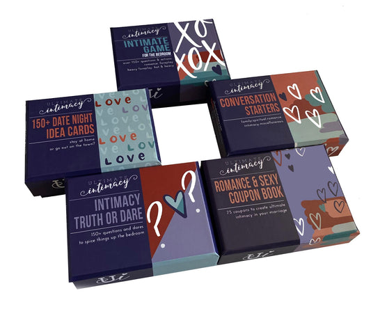 5 Card Decks (Ultimate Intimacy Bedroom Game, Conversation Starters, 150+ Date Night Ideas, Truth or Dare Game, and Romantic and Sexy Coupon Book