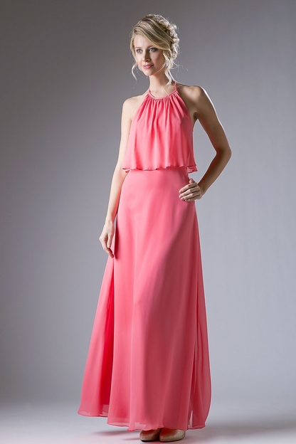 Long Halter Chiffon Dress