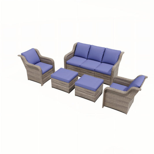 Ainfox 7 Pieces Patio Furniture Sofa Set Blue