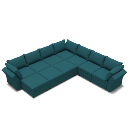 Ainfox 10 Seats +10 Sides Modular Sectional Sofa Flannel Sofa with Storage Seat