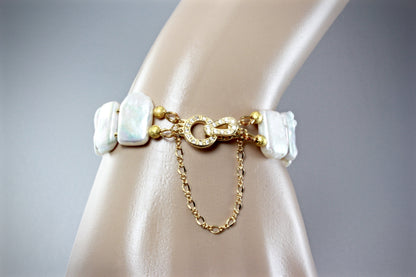 "Arianna" - Cultured Pearl Bridal Bracelet and Earrings Set